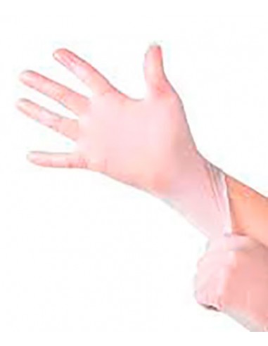Guantes de vinilo.  Dispensador de 100 unds.